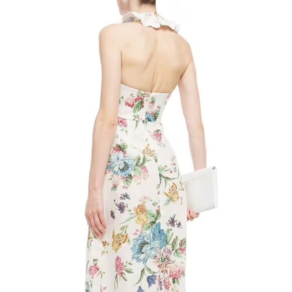NWT Zimmermann White Floral Linen Midi Dress - Picture 2 of 5